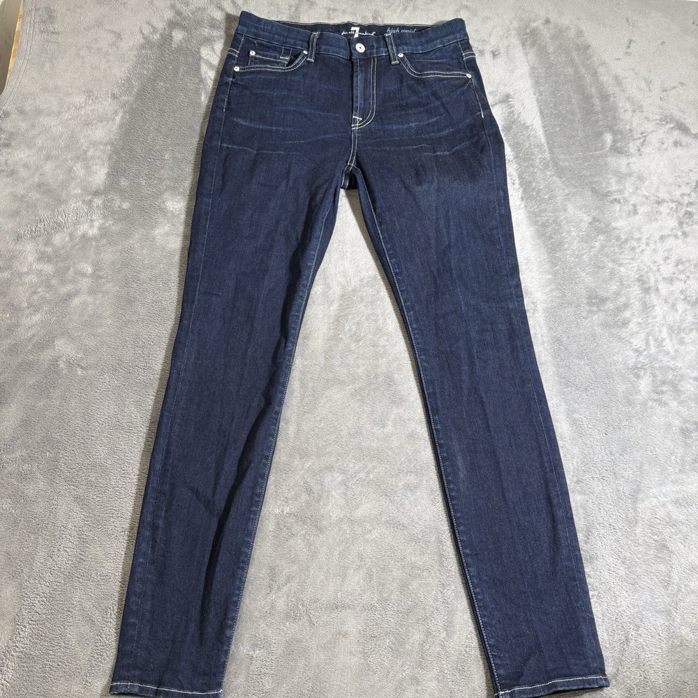 7 For All Mankind High Waist Skinny Gwenevere Jeans Womens 29 Dark Wash